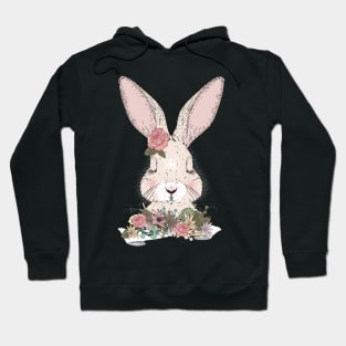 dreaming rabbit with floral ornament Hoodie